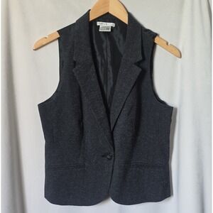 Van Heusen Studio Gray Stretch Lined Vest Pockets Button Women's S/P Petite
